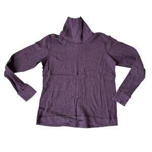 Lululemon purple stripe cowl neck reversible women's sweater pullover size 6